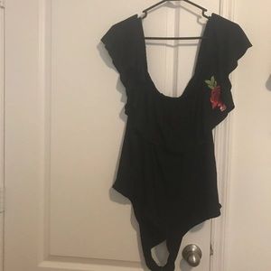 Plus Size Rose Embroidered Bodysuit